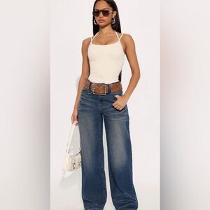 Fashion Nova High-Rise Wide Leg Jeans in Indigo Blue